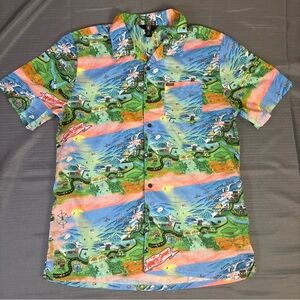 Volcom Hawaiian Map Print Button Up Shirt North Shore Oahu Surf Aloha Mens L